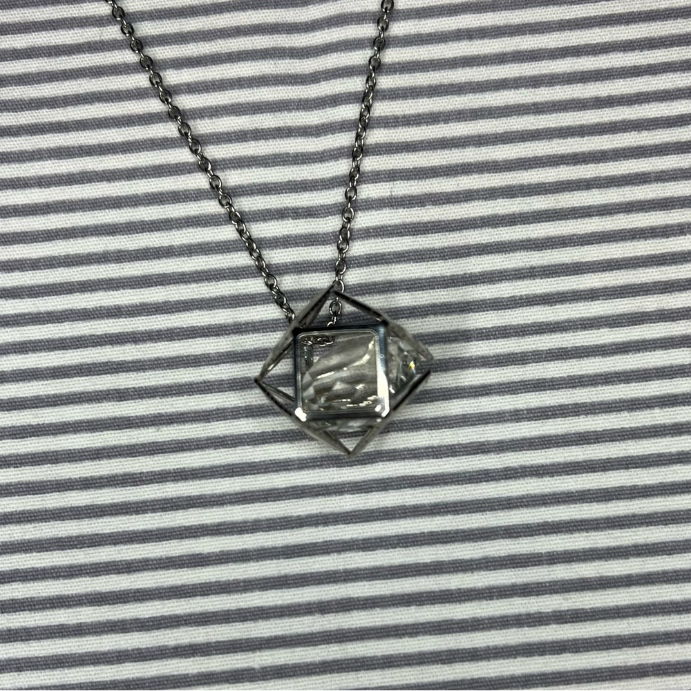silver geometric diamond(cubic zirconium) necklace